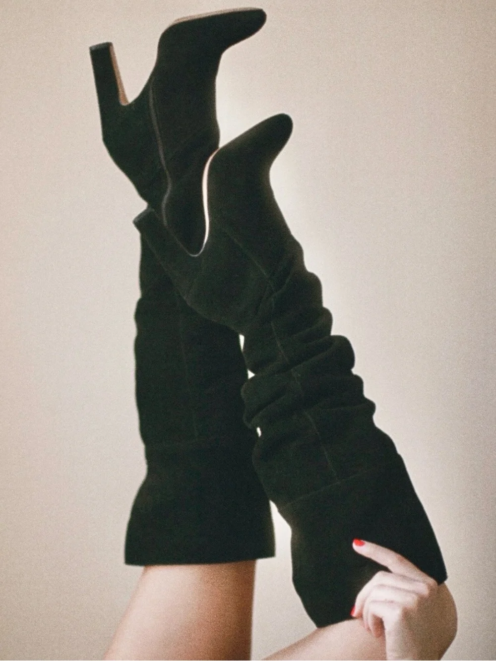 Black over the knee real suede Boots